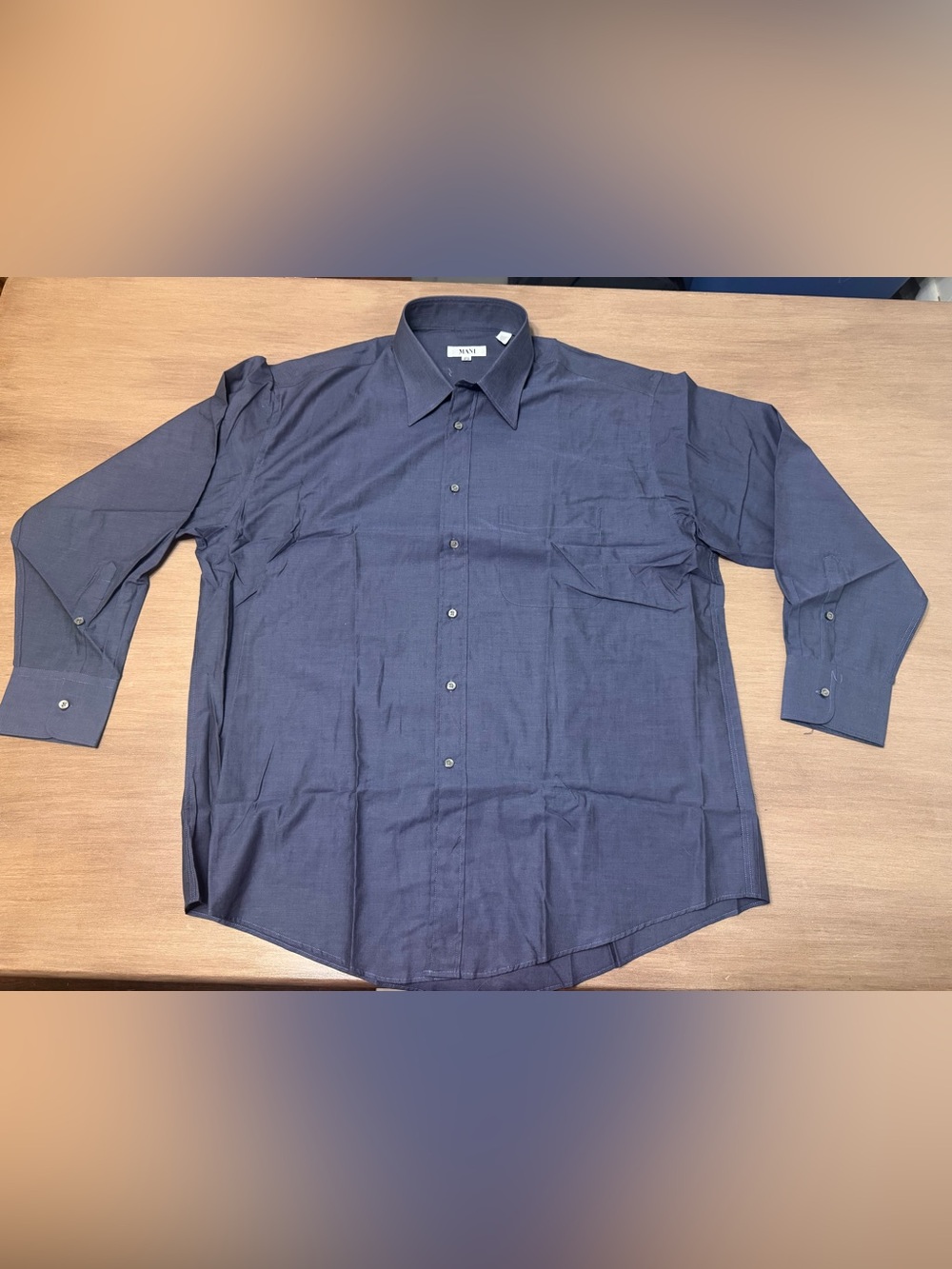 Vintage MANI by Giorgio Armani Mens 16.5 32/33 Blue 100% Cotton Dress Shirt
